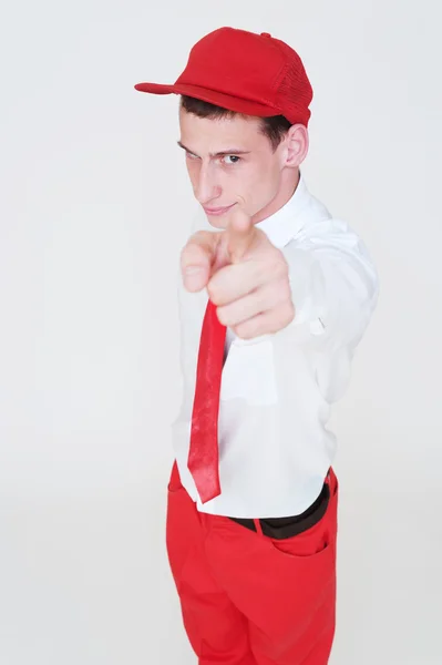 Smiley man in red cap — Stock Photo, Image