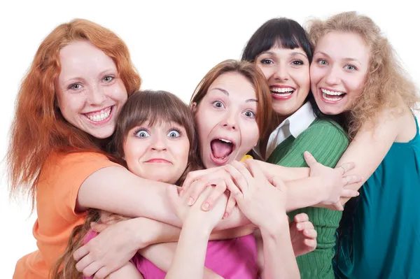 Happy girls over white background — Stock Photo, Image