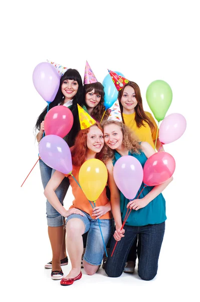 Щасливі дівчата з повітряними кулями — стокове фото