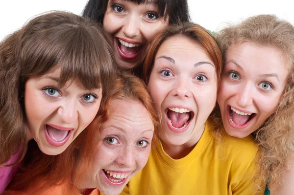 Glada skrikande tjejer — Stockfoto