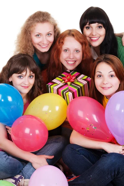 Happy women with balloons — Stock Photo, Image