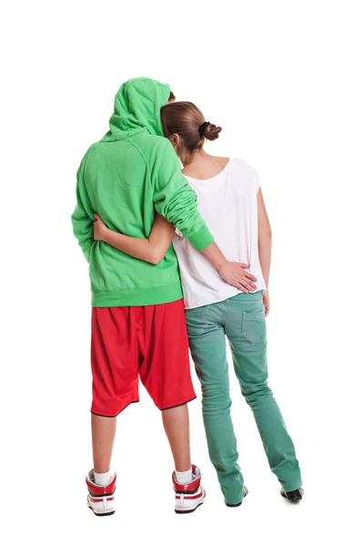 若い女と男の背面図 — ストック写真