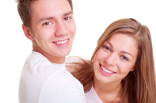 Happy couple against white — Stock Photo, Image