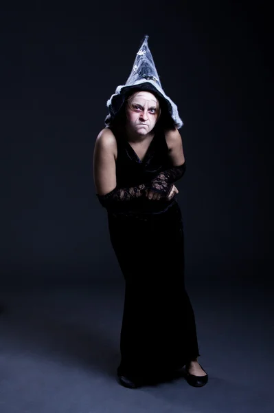 Retrato de bruxa no chapéu — Fotografia de Stock