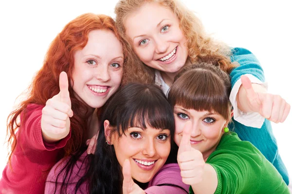 Happy girls showing thumbs up — Stock Photo, Image