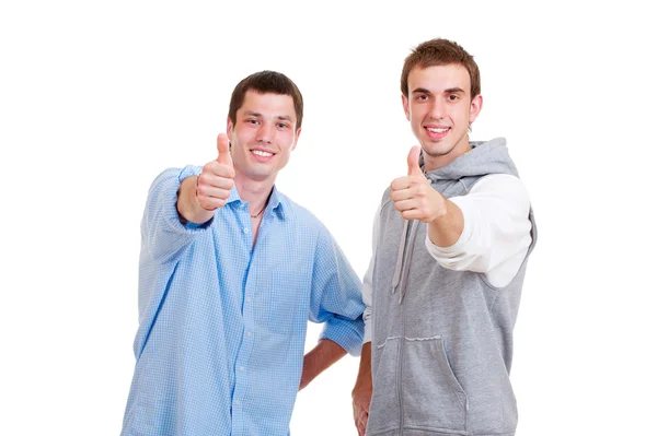 Homens mostrando polegares para cima — Fotografia de Stock