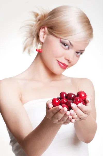 Blonde with berries — Stock Photo, Image
