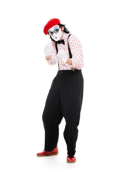 Funny mime going to attack — Stock Photo, Image