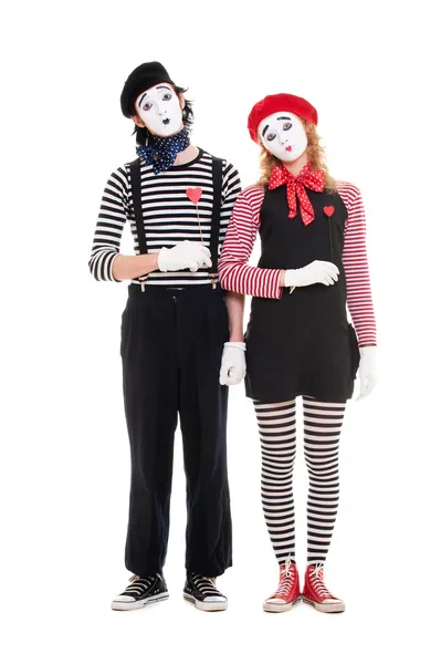 Loving couple of mimes — Stock Photo, Image