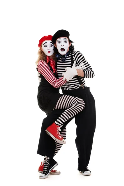 Portrait of frightened mimes — Stock Photo, Image