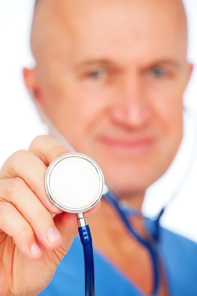Detailní portrét lékaře se stetoskopem — Stock fotografie