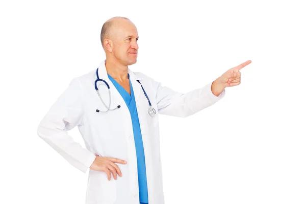 Buźka lekarz wskazując na coś — Zdjęcie stockowe