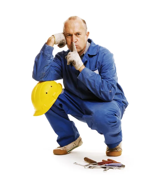 Worker asking to keep silence — Stock Photo, Image