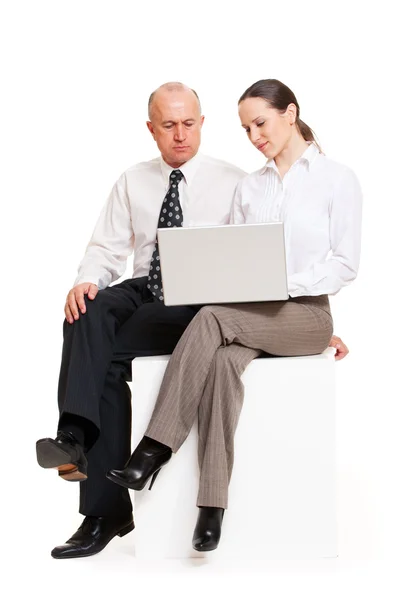 Colleagues with laptop — Stock Photo, Image