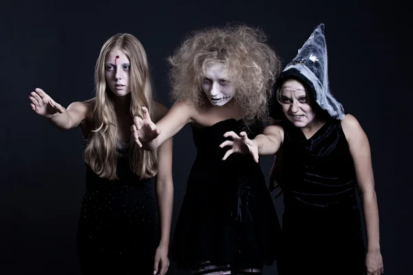 Portrait of zombie, ghost and witch — Stock Photo, Image