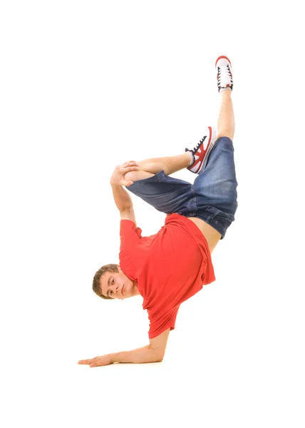 Cool dancer in red T-shirt — Stock Photo, Image