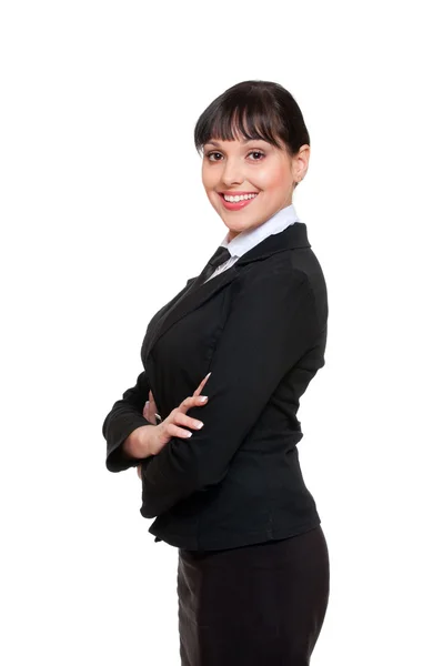 Affärskvinna i svart kostym — Stockfoto