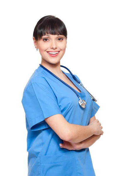 Медсестра в синей форме — стоковое фото