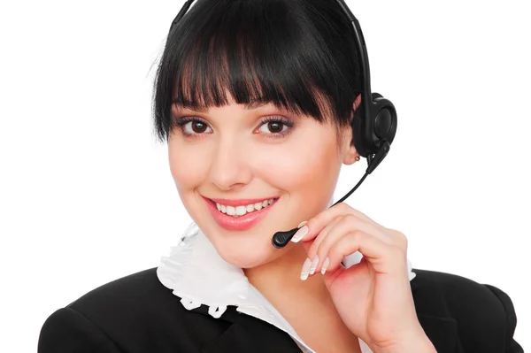 Smiley telephone operator — Stock Photo, Image