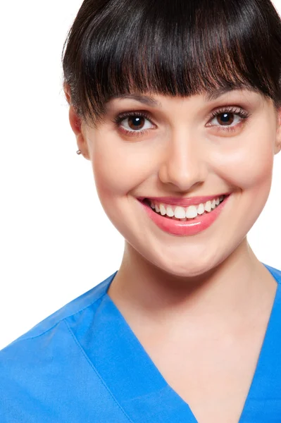 Succesvolle verpleegster in blauwe uniform — Stockfoto