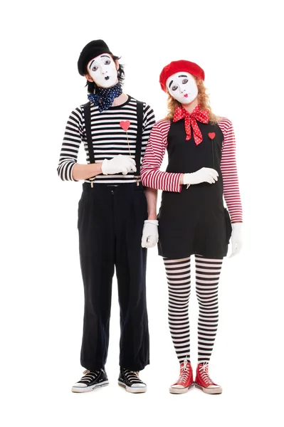 Loving couple of mimes Stock Image