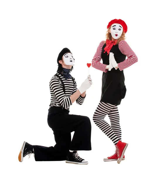 Portrait of mimes. couple in love. Royalty Free Stock Images