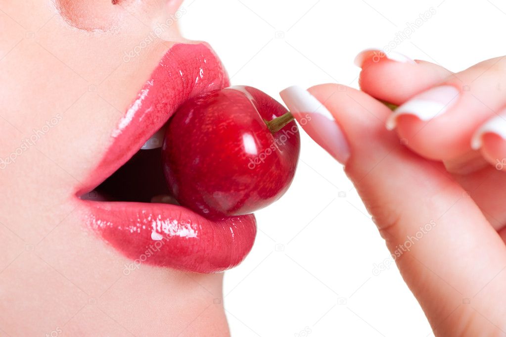 Sexy lips with cherry