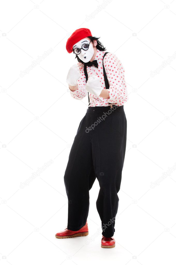 Funny mime going to attack