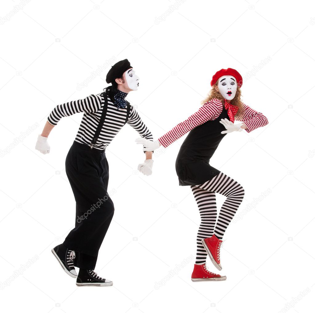Funny portrait of mimes