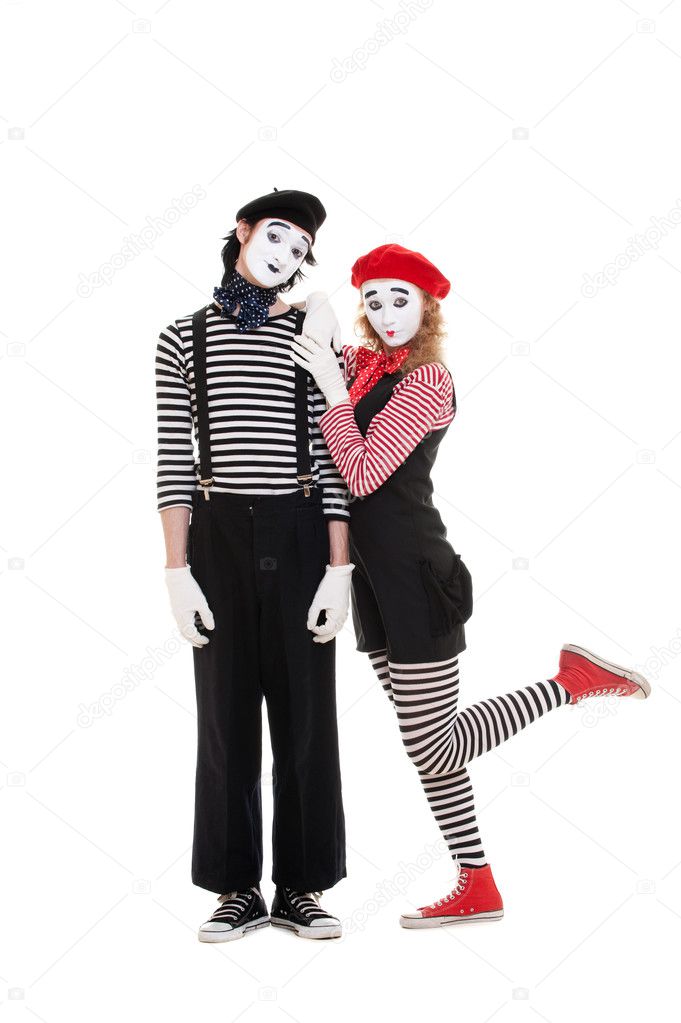 Loving couple of mimes