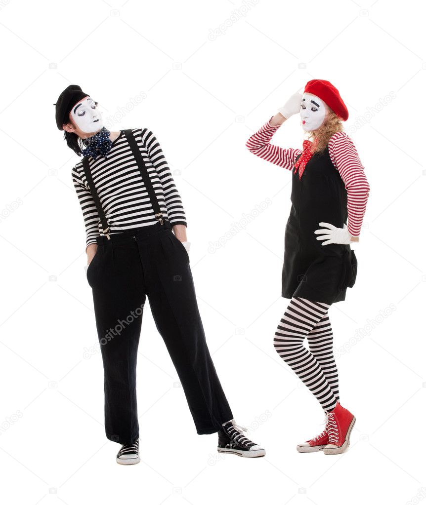 Playful couple of mimes