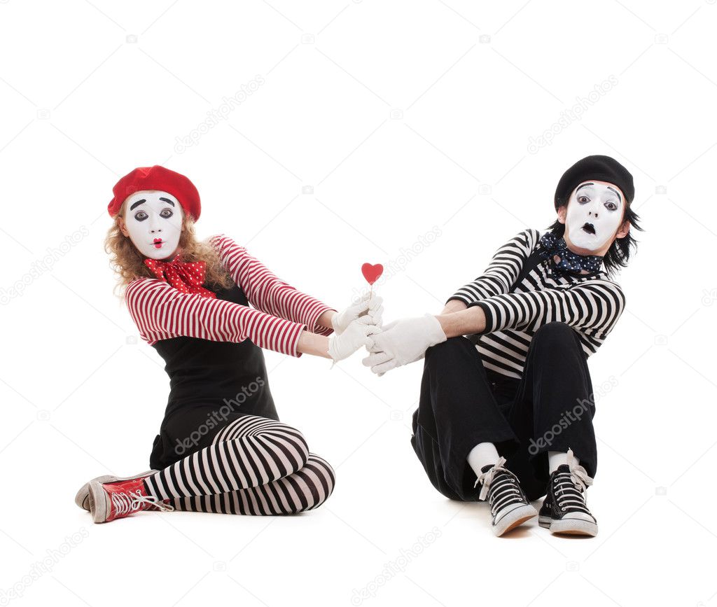 Funny portrait of two mimes