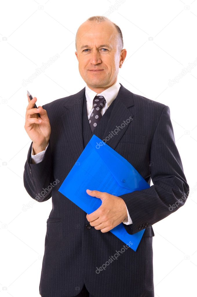 Businessman with pen and folder
