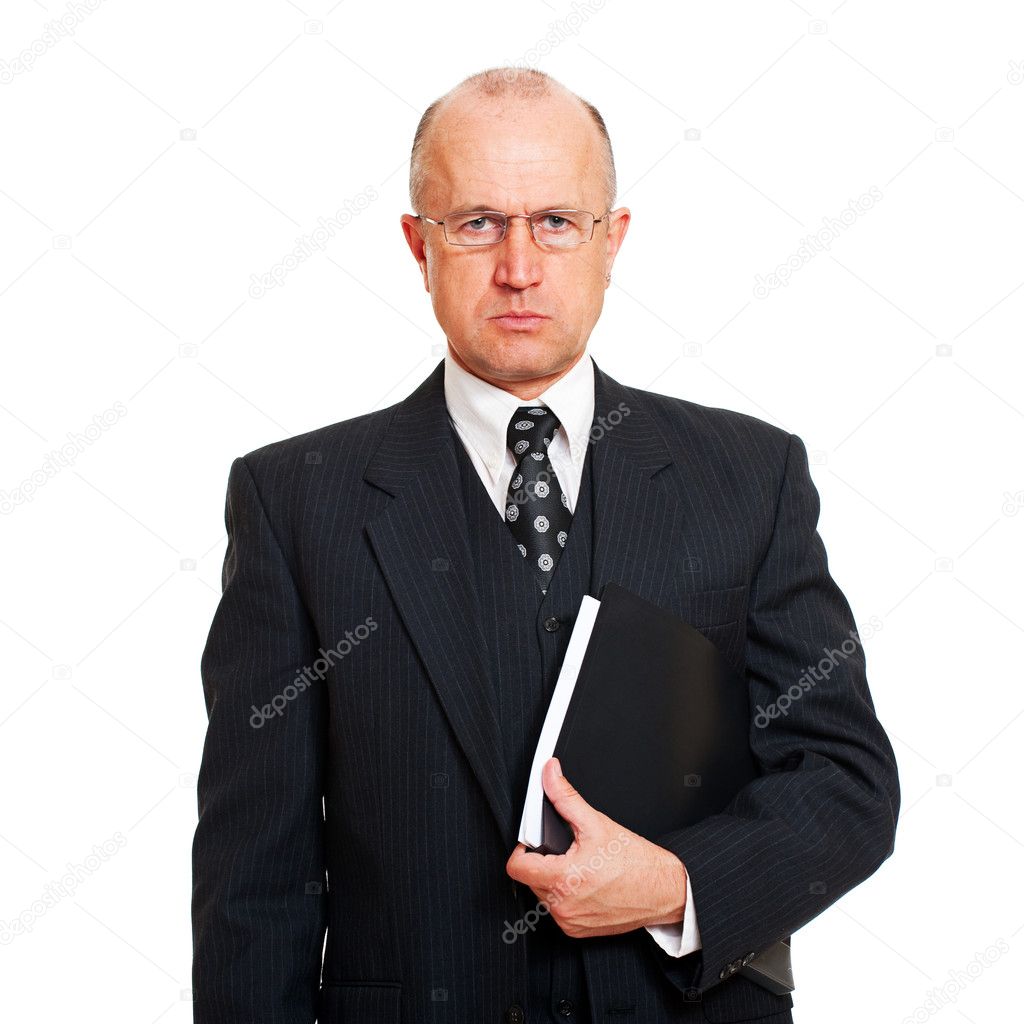 Serious business man with documents