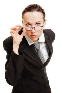 Serious businesswoman in glasses clipart