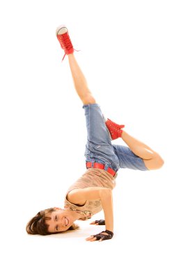 Smiley breakdancer in freeze clipart