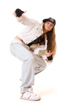 Tough hip hop girl in dance pose clipart