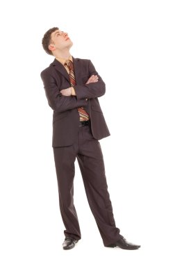 Young businessman looking up clipart