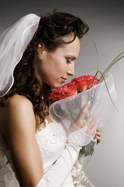 stock image Bride smell the roses