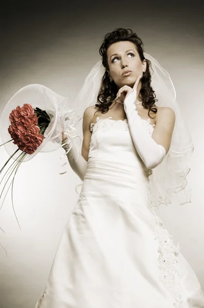 Bride thinking about something — Stock Photo, Image