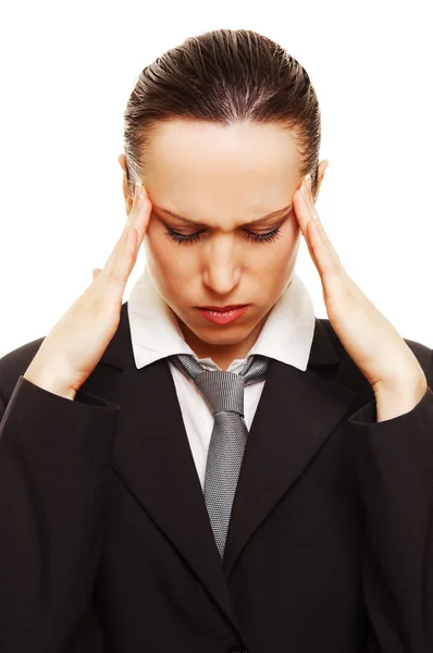 La mujer de negocios tiene dolor de cabeza — Foto de Stock
