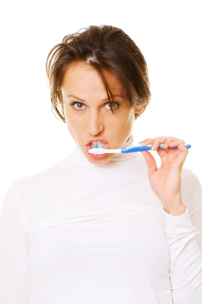 Kız dişlerini Temizleme — Stok fotoğraf