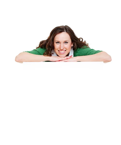 Mujer feliz acostada en el espacio de copia —  Fotos de Stock