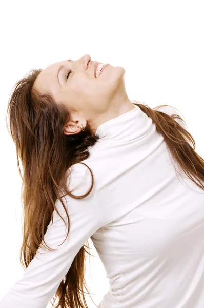 Happy woman with closed eyes — Stock Photo, Image