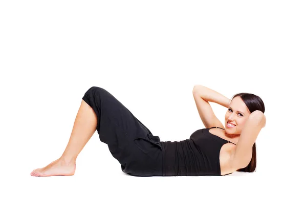 Temperamentní žena, která dělá cvičení — Stock fotografie