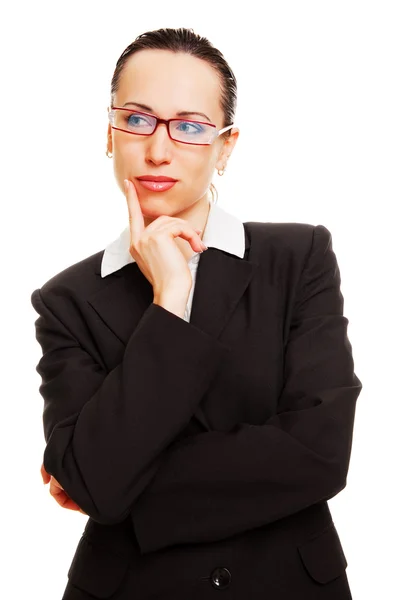 Pensive бізнес-леді в окулярах — стокове фото