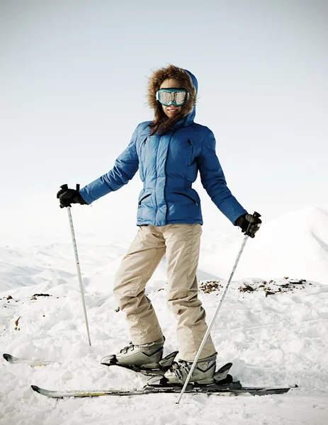 Portrait of attractive skier — Stock Photo, Image
