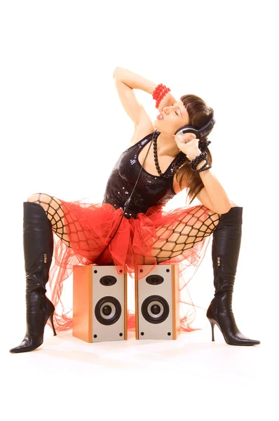 Sexy woman listening music — Stock Photo, Image