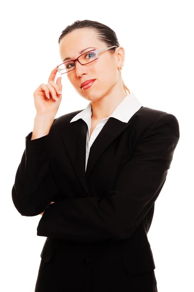 Succesvolle zakenvrouw in zwarte jas — Stockfoto