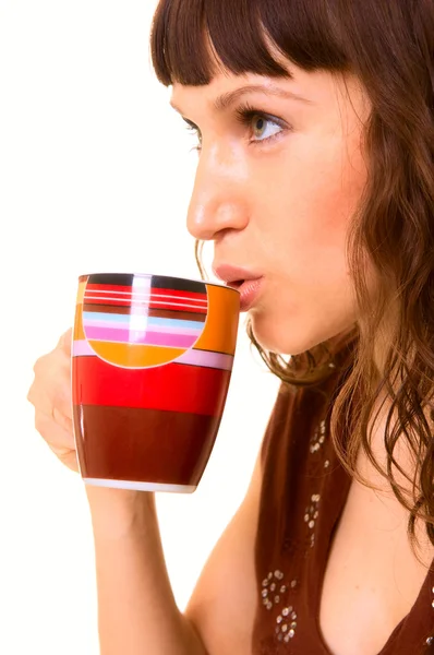 Mulher bebendo chá — Fotografia de Stock